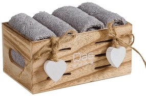 Πετσέτες Σε Καλαθάκι Soft 4005 (Σετ 4τμχ) Grey Das Home Towels Set 30x30cm 100% Cotton