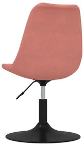 Καρέκλες Τραπεζαρίας Περιστρεφόμενες 4 τεμ. Ροζ Βελούδινες - Ροζ
