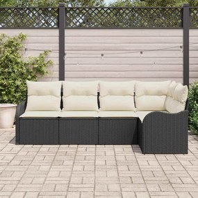 vidaXL Σετ Καναπέ Κήπου με μαξιλάρι 5 pcs Μαύρο Πολυ ράταν