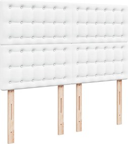 vidaXL Κρεβάτι Boxspring με Στρώμα Λευκό 140x200εκ.από Συνθετικό Δέρμα