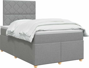 vidaXL Κρεβάτι box spring με στρώμα Ανοιχτό γκρι 120 x 190 cm Ύφασμα