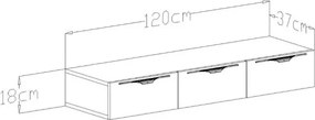 Stewehome Κονσόλα ατλαντικός με ντουλάπι Λευκό 120x18x18 cm