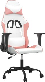 vidaXL Καρέκλα Gaming Λευκό και Ροζ από Συνθετικό Δέρμα