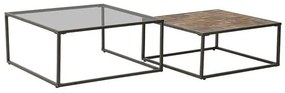 Τραπέζι Σαλονιού (Σετ 2Τμχ) 3-50-972-0009 92x92x43/80x80x37cm Black-Natural Inart