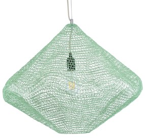 GloboStar® KENTUCKY 01866 Vintage Κρεμαστό Φωτιστικό Οροφής Μονόφωτο 1 x E27 AC220-240V IP20 - Φ60 x Υ50cm - Apple Green Μεταλλικό Πλέγμα - 5 Χρόνια Εγγύηση