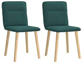 vidaXL Καρέκλες Τραπεζαρίας 2 τεμ. Σκούρο Πράσινο Υφασμάτινες
