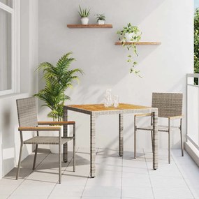 vidaXL Σετ Τραπεζαρίας Κήπου 3 Τεμαχίων Γκρι Πολυ Ράτα