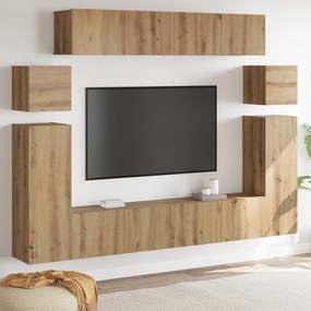 vidaXL Σετ επίπλου τηλεόρασης 8 pcs Καφέ 30.5 x 30 x 90 cm