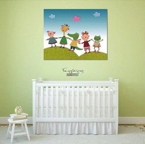 Παιδικός καμβάς σε πίνακα με ζώα KNV067 95cm x 95cm