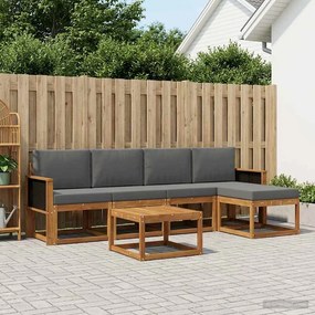 vidaXL Σειρά Καναπέ Εξωτερικού 6 pcs Φυσικό και Ανθρακί Πολυεστέρας