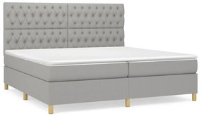 vidaXL Κρεβάτι Boxspring με Στρώμα Ανοιχτό Γκρι 200x200 εκ. Υφασμάτινο