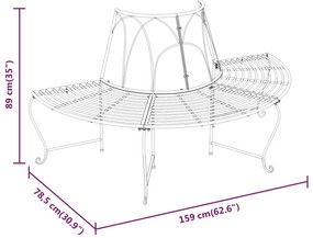 vidaXL Παγκάκια Δέντρου Ημικυκλικά 2 τεμ. Μαύρα Ø159 εκ. Ατσάλινα