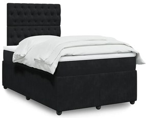 vidaXL Κρεβάτι Boxspring με Στρώμα Μαύρο 120 x 200 εκ. Βελούδινο