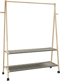 vidaXL Ράφι ρούχων με ράφια και ρόδες 132x45,5x155,5 εκ.Μπαμπού