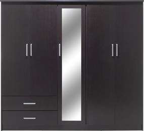 Ντουλάπα ρούχων πεντάφυλλη OLYMPUS pakoworld χρώμα wenge 198x57x183εκ