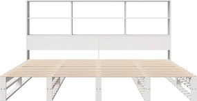 vidaXL Κρεβάτι Βιβλιοθήκη Χωρίς Στρώμα Λευκό 180x200 εκ Μασίφ Ξύλο