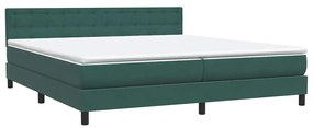 vidaXL Box Spring Κρεβάτι με στρώμα Σκούρο πράσινο 200x220cm Βελούδινο