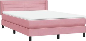 vidaXL Κρεβάτι Boxspring με Στρώμα Ροζ 160x210 εκ. Βελούδινο