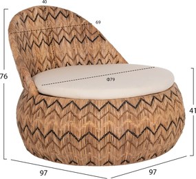 ΠΟΛΥΘΡΟΝΑ ΣΤΡΟΓΓΥΛΗ LADLON HM5992 RATTAN ΦΥΣΙΚΟ-ΕΚΡΟΥ ΜΑΞΙΛΑΡΙ 97x97x76Υεκ.