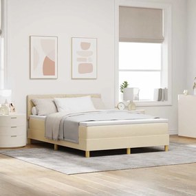 vidaXL Κρεβάτι Βάσης με Στρώμα Κρεμ 160x200 εκ. Ύφασμα
