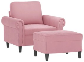 vidaXL Πολυθρόνα Ροζ 60 εκ. Βελούδινη με Υποπόδιο