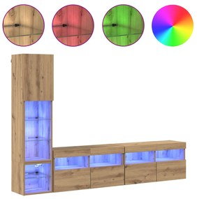 Μονάδα Τοίχου Τηλεόρασης 4 pcs Artisan Oak Επεξεργασμένο ξύλο