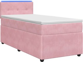 vidaXL Κρεβάτι box spring με στρώμα Ροζ 80 x 200 cm Βελούδο