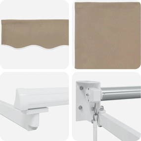 vidaXL Χειροκίνητη αναδιπλούμενη τέντα με LED Μπεζ 3 x 2 m