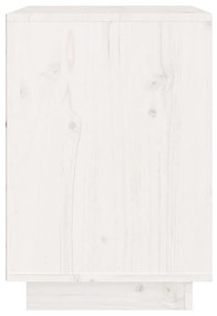 Κομοδίνο 40 x 35 x 50 εκ. από Μασίφ Ξύλο Πεύκου - Λευκό
