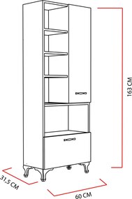Ντουλάπι Λευκό PIGRA 60x31.5x163.6
