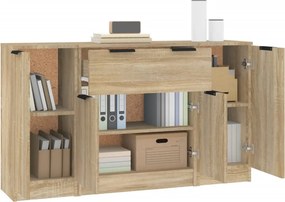vidaXL Ντουλάπι 3 τεμ. Sonoma Δρυς από Επεξεργασμένο Ξύλο