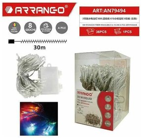 300 Χριστουγεννιάτικα Λαμπάκια LED Πολύχρωμα 30μ Μπαταρίας σε Σειρά με Διαφανές Καλώδιο AN79494