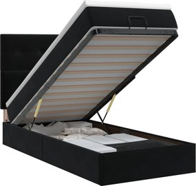 vidaXL Κρεβάτι Ottoman με στρώμα Μαύρο 100 x 200 cm Βελούδο