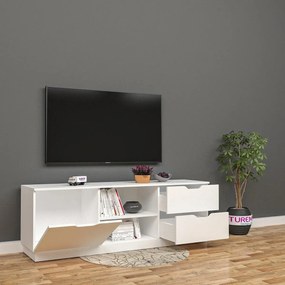 Stewehome Έπιπλο τηλεόρασης με ράφι από Λευκό 70x24x10 cm