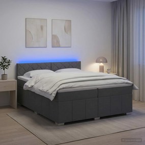 vidaXL Κρεβάτι box spring με στρώμα Σκούρο Γκρι 200 x 200 cm Ύφασμα