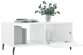 vidaXL Τραπεζάκι Σαλονιού Γυαλ. Λευκό 90x50x40 εκ. Επεξεργ. Ξύλο