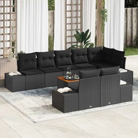 vidaXL Σετ Καναπέ Κήπου με μαξιλάρι 9 pcs Μαύρο Πολυ ράταν