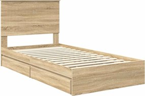 vidaXL Κρεβάτι Αποθήκης Δρύς Sonoma 100 x 200 cm Επεξεργασμένο Ξύλο