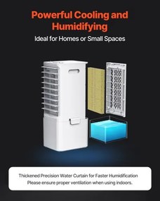 VEVOR Evaporative Air Cooler 9L 550 CFM Swamp Air Conditioner with 2 Ice Boxes