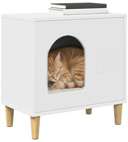 vidaXL Σπίτι Γάτας Λευκό 51 x 30 x 52 εκ. Επεξεργασμένο ξύλο