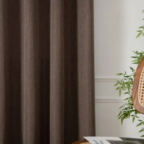 Beauty Home Κουρτίνα μεσαίας σκίασης με 8 μεταλλικούς κρίκους Illusion Art 8445 140x270 Καφέ
