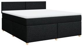 Κρεβάτι Boxspring με Στρώμα Μαύρο 180x200 εκ. Υφασμάτινο - Μαύρο