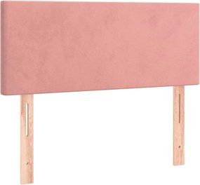 vidaXL Κρεβάτι Boxspring με Στρώμα Ροζ 90x190 εκ. Βελούδινο