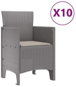 vidaXL Σετ Εξωτερικής Τραπεζαρίας 11 Κομματιών με Μαξιλάρια Ανοιχτό Γκρι Πολυ ρατάν