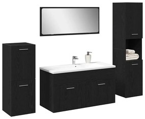 vidaXL Σετ Επίπλων Μπάνιου Επιτοίχιο 4 pcs Μαύρη Οξυά 30 x 30 x 130 εκ