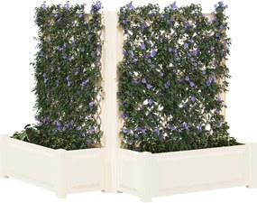 vidaXL Μεγάλη Γλάστρα με Στήριγμα 2 pcs Λευκό 143 x 143 x 133,5 εκ PP