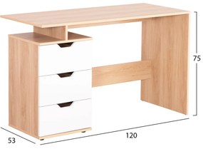Γραφείο με Συρτάρια COLT Μελαμίνη Sonama - Λευκό 120x53x75Υ εκ. 120x53x75 εκ.