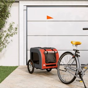 vidaXL Τρέιλερ Ποδηλάτου Κατοικίδιων Πορτοκαλί/Γκρι Oxford/Σίδηρος