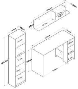 Γραφείο εργασίας-βιβλιοθήκη Lotek σε καρυδί-λευκό απόχρωση 120x45x161.8εκ 120x45x161.8 εκ.