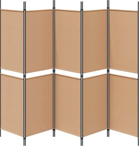 vidaXL 5-Panel Room Divider Μπεζ 250 x 180 cm Ύφασμα